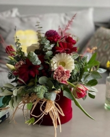 Velour Hat Box in Red